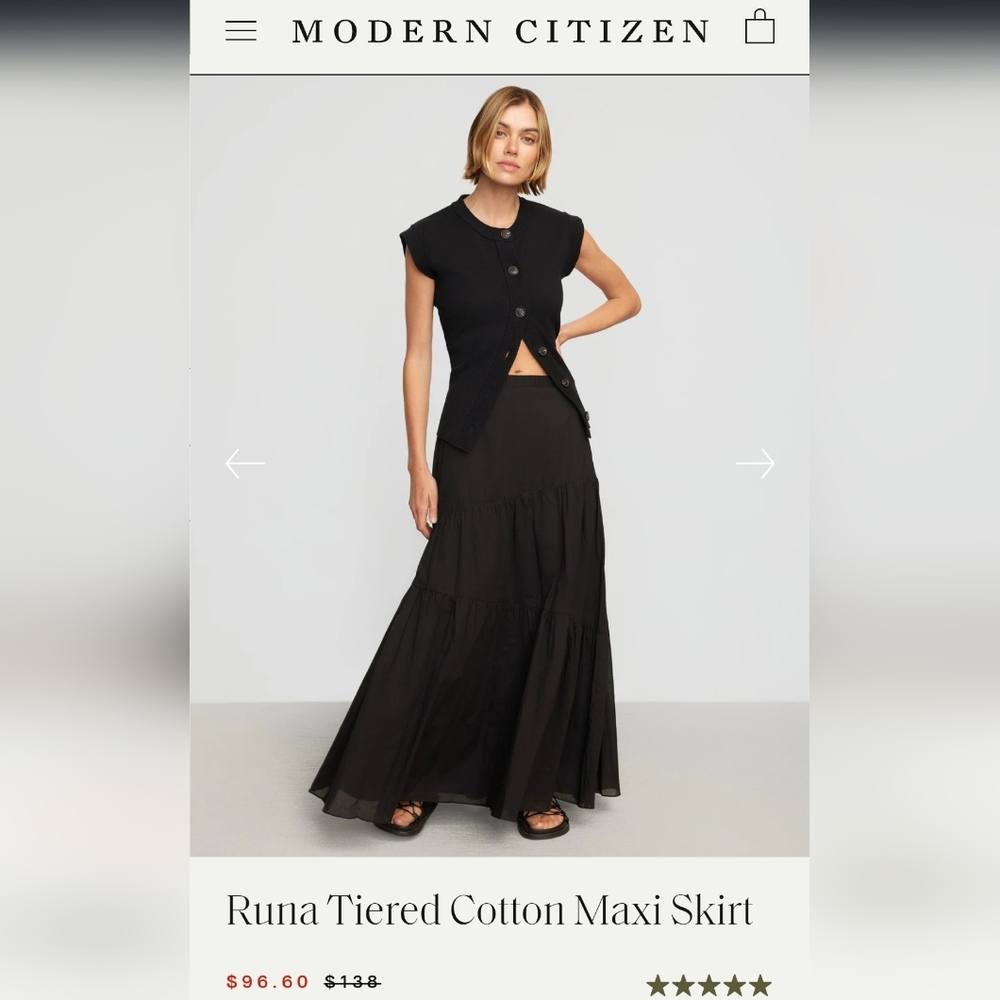 Modern Citizen Black Tiered Maxi Skirt